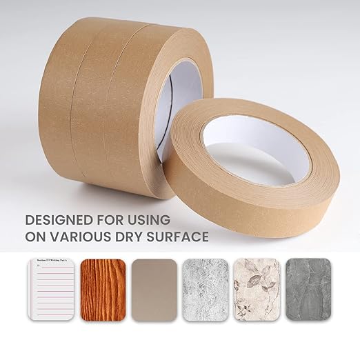 Lichamp 4 Pack Brown Painters Tape 1 inch, Brown Masking Tape 1 inch x 55 Yards x 4 Rolls (220 Total Yards)