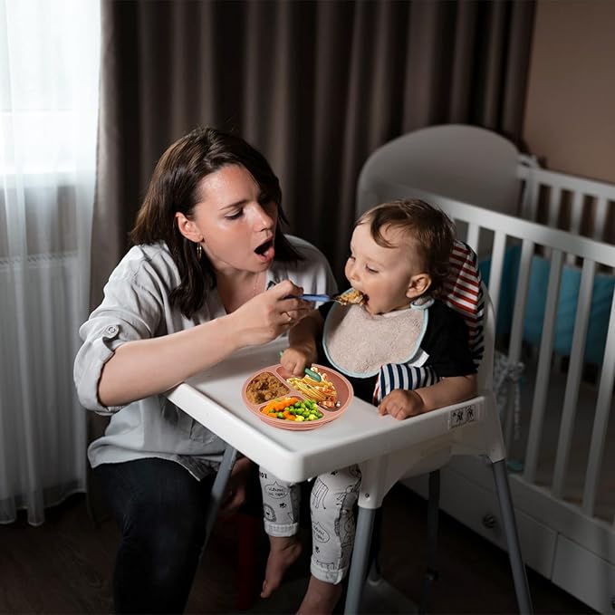 Suction Plates for Baby 3 pack, Stay Put Divided Toddler Plates, 100% Food Grade Silicone Baby Plates, BPA Free, Baby Feeding Supplies, Microwave & Dishwasher Safe