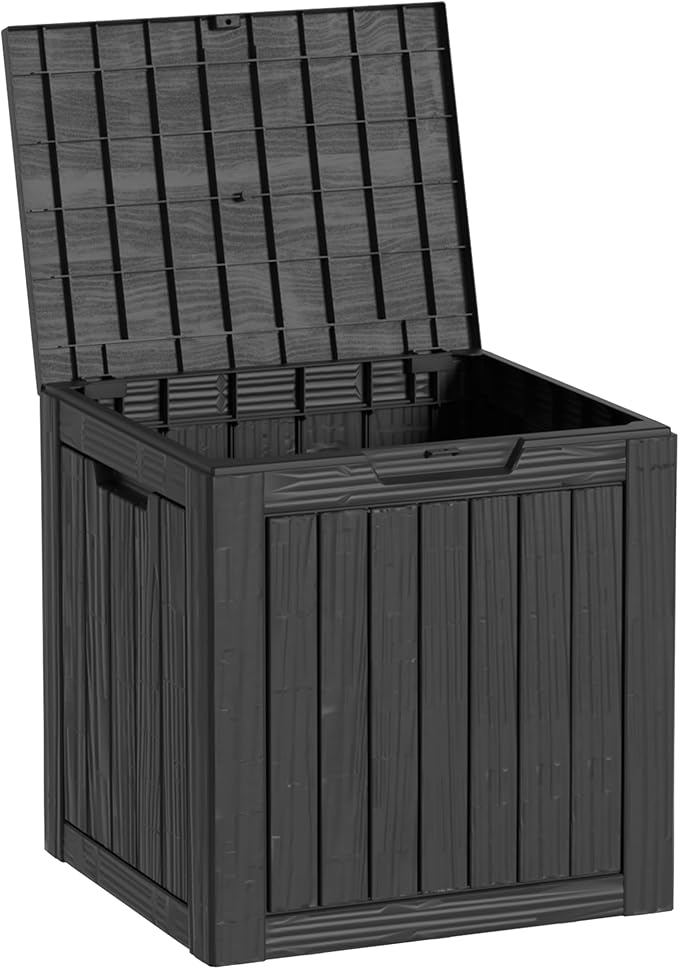 30 Gallon Waterproof Outdoor Storage Box - All-Weather Deck Box for Patio & Pool, Lockable Resin Patio Deck Box with UV Protection, Matte Black