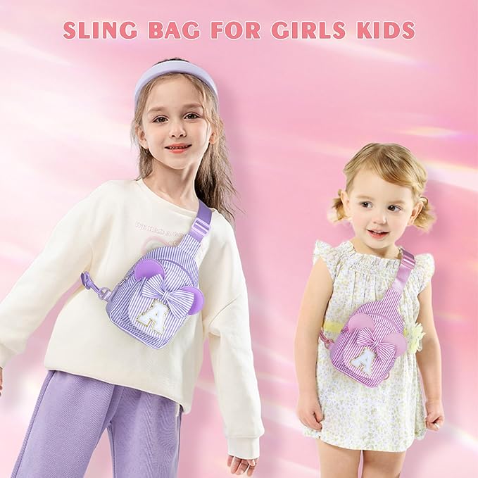 Small Sling Bags for Girls Kid - Personalized Gifts for Girls Kids, Sister Granddaughter Birthday Gift for Kids Daughter Sister Little Girl Gifts Trendy Stuff Initial Sling Bag (Purple A)
