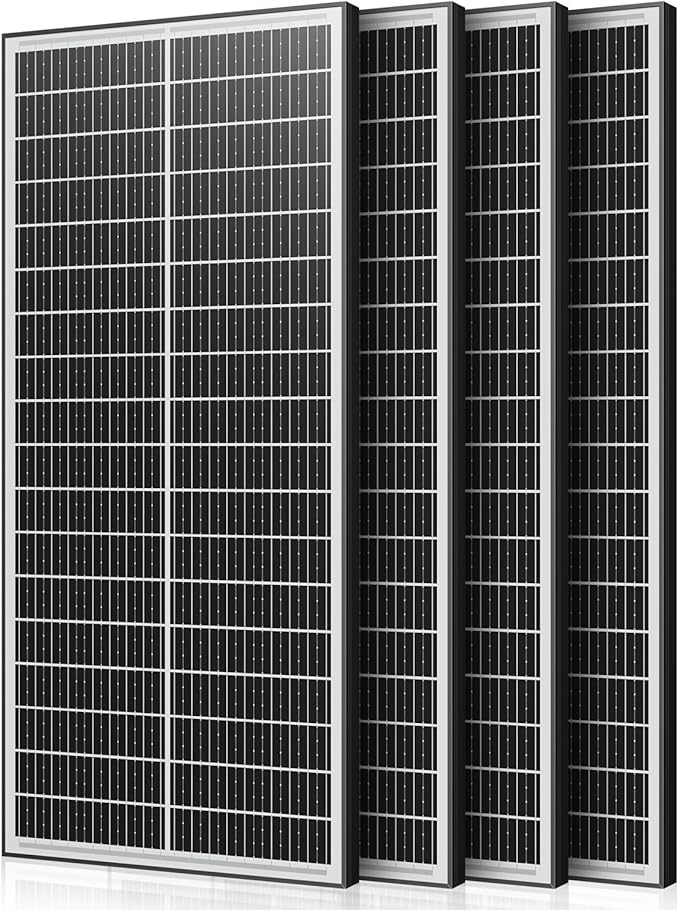 Bifacial 100 Watt Solar Panel 4Pack, 18BB 12V/24V Monocrystalline High-Efficiency Module PV Power Charger Solar Panels for Homes Camping RV Battery Boat Caravan and Other Off-Grid Applications