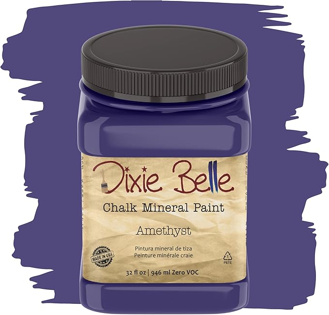 Dixie Belle Paint Company Chalk Finish Furniture Paint - Amethyst (32oz) - Matte Deep Purple Chic Chalk Mineral DIY Furniture Paint