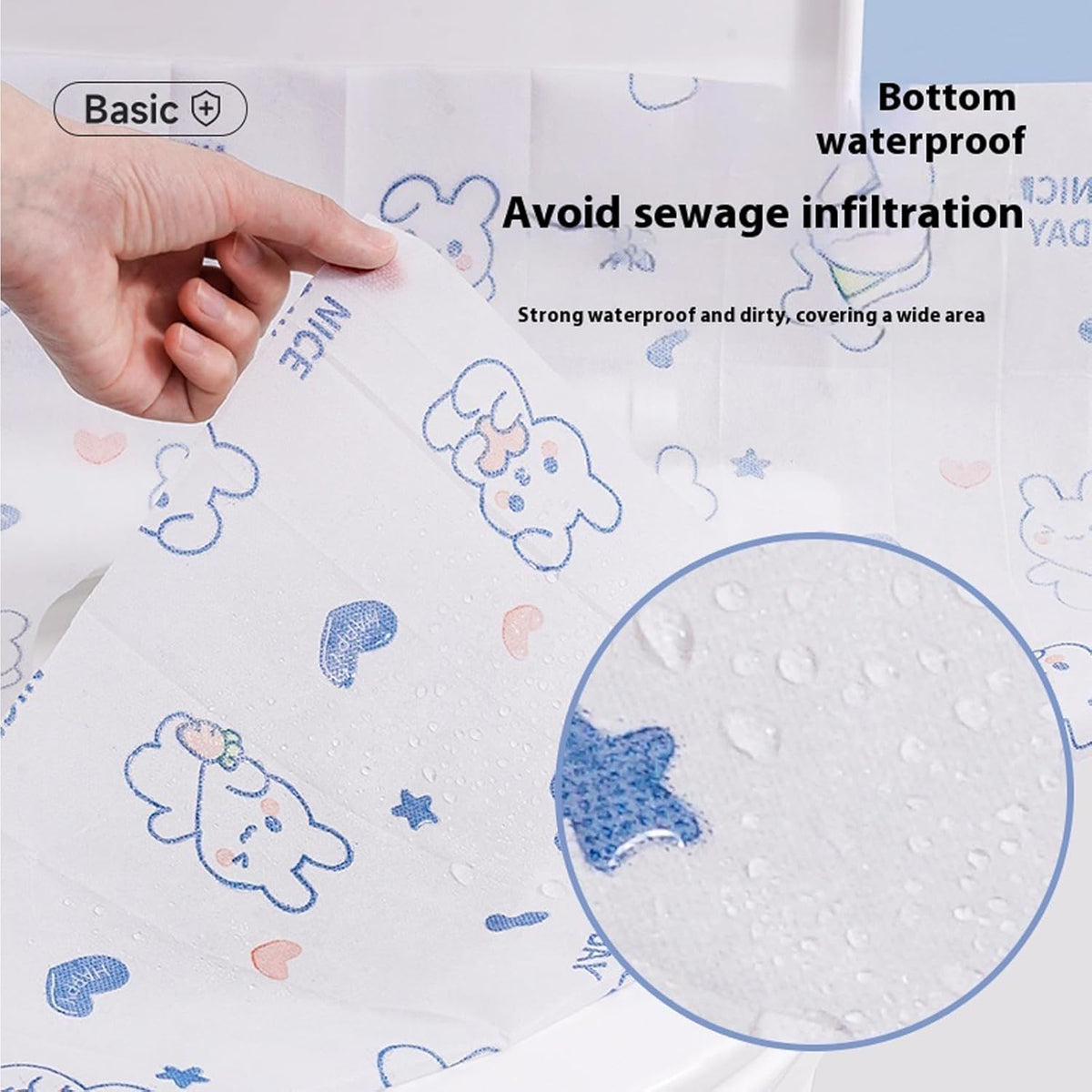 Disposable toilet seat cover,30 Pack of oversized waterproof toilet seat paper, suitable for children and adults, potty training, travel, public toilets, aircraft