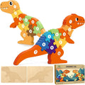 Wooden Dinosaur Puzzles Set for Kids/Toddlers Ages 1-8, T-Rex & Allosaurus with Colorful Box, Educational Dino Toys Little Boys/Girls 2 3 4 5 6 Year Old, Numbers/Chunky, Large 11"x7" Size