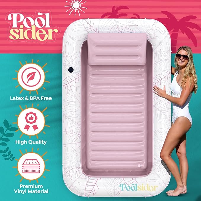 Premium Inflatable Tanning Pool Lounger | Large Inflatable Tanning Bed for Adults - 4 in 1 Multipurpose Suntan Tub | Pool Floats Adults, Inflatable Pool Float | Tanning Float - Sunbathing Pool Raft