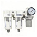 XingNEeng 3/8" NPT Compressed Air Filter Regulator Lubricator (FRL) Combo, Water/Oil Trap Separator, Air Pressure Regulator with Pressure Gauge(0-150 psi), Semi-Auto Drain, Poly Bowl, Metal Bracket