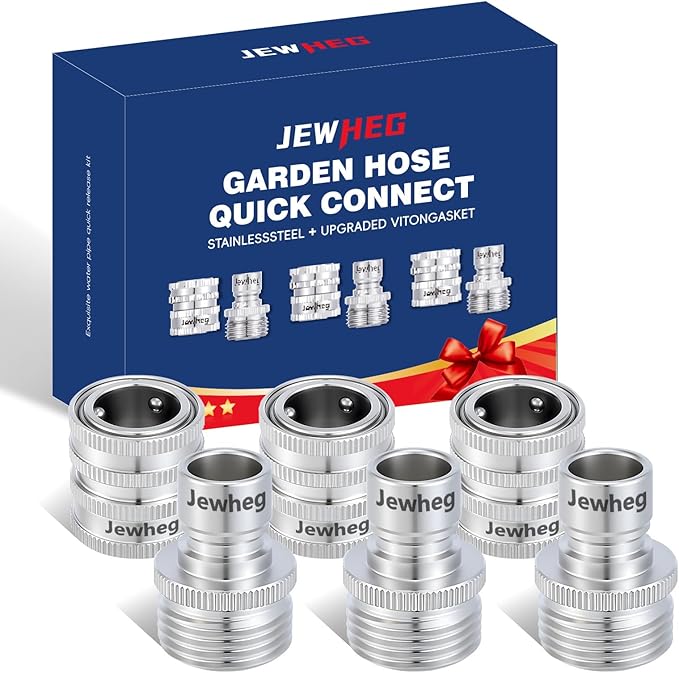 Quick Connect Hose Fittings，2025 upgraded version Garden Hose Quick Disconnect Set， Universal Fit 3/4 Inch GHT Stainless Steel, Water Hose Connector，Quick Release Hose Connector，3 Pack，