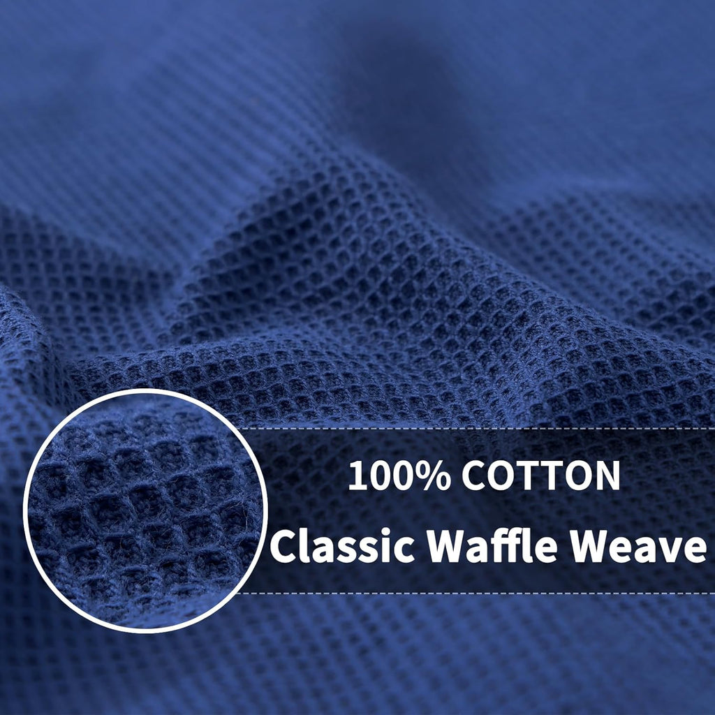 Homaxy 100% Cotton Waffle Weave Kitchen Towels - 8 Pack Soft and Absorbent Dish Towels - 16 x 26 Inches Quick Dry Hand Towels - Navy Blue