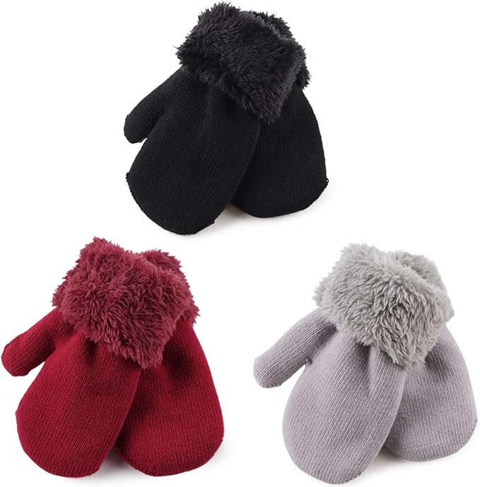 PESAAT Baby Girl Mittens Fleece Toddler Boy Mittens Warm Kids Winter Gloves Unisex Cold Weather Baby Gloves