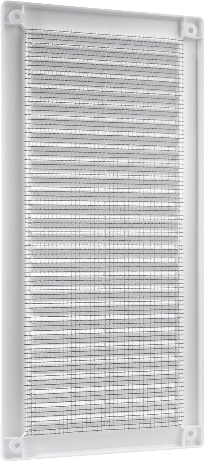 Vent Systems 4" x 11" (Opening Dimensions) White Plastic Soffit Vent Cover - Durable Flat Rectangular Air Vent Grille with Mesh Screen - Weather Ventilation Grill Wall & Ceiling Indoor & Outdoor