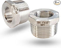 1" Male to 1/2" NPT Female Hex Bushing Reducer, 304 Stainless Steel NPT Reducing Adapter Pipe Fitting, Heavy Duty Pipe Hex Bushing for Reducing Pipe (1” MNPT x 1/2” FNPT)