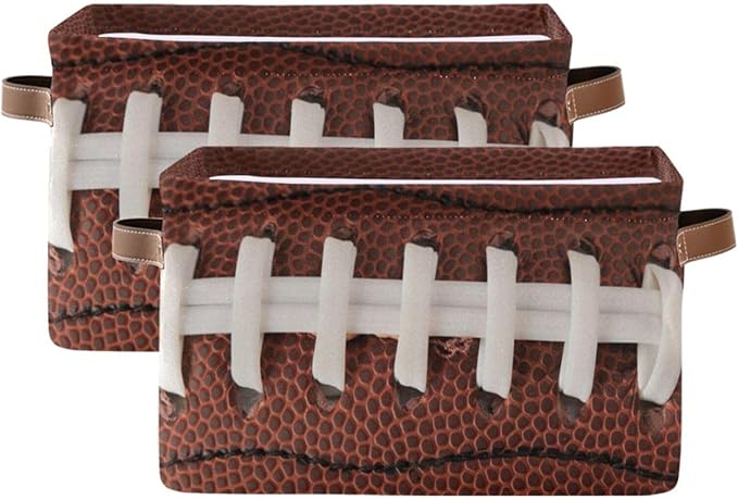Storage Basket Bin American Football Cool Organizer Basket Collapsible Shelf Basket Cube with handle for Nursery Bedroom Bathroom, one sizex1
