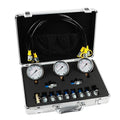 SINOCMP Hydraulic Pressure Gauge Test Kit Tractor Hydraulic Tester Set with 3 Gauges(25/40/60Mpa) 3 Hoses(64.5in) 11 Quick Connectors for Excavator Construction Machinery(Silver)