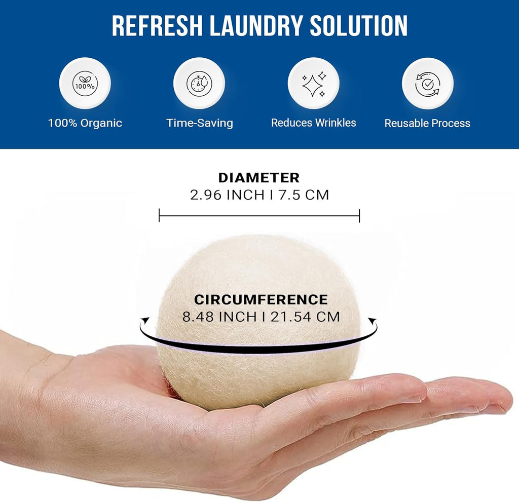 Ezhippie Quality Wool Dryer Balls - 4 XL Pack - 1000+ Loads - Pure Organic Wool - Reusable Natural Fabric Softener Perfect with Essential Oils, Reduce Clothing Static and Wrinkles