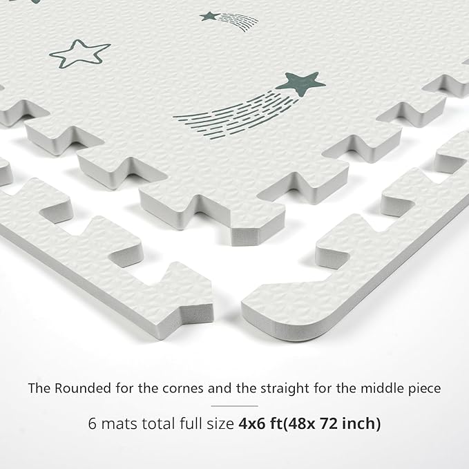 Baby Foam Play Mat, 72x48 Crawling Mat, Floor Mats for Kids for Baby with Interlocking Floor Tiles, Toddler Play Mats for Indoor and Outdoor, Easy to Clean Playroom Playmats