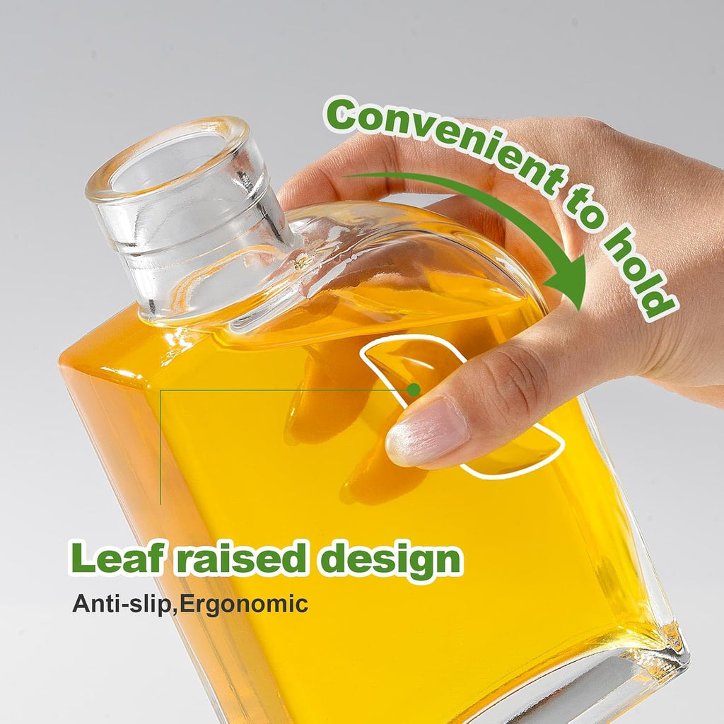 Glass Olive Oil Dispenser Bottle for Kitchen,Oil & Vinegar Dispenser Set, Coffee Syrup Bottles with Stainless Steel Pourers