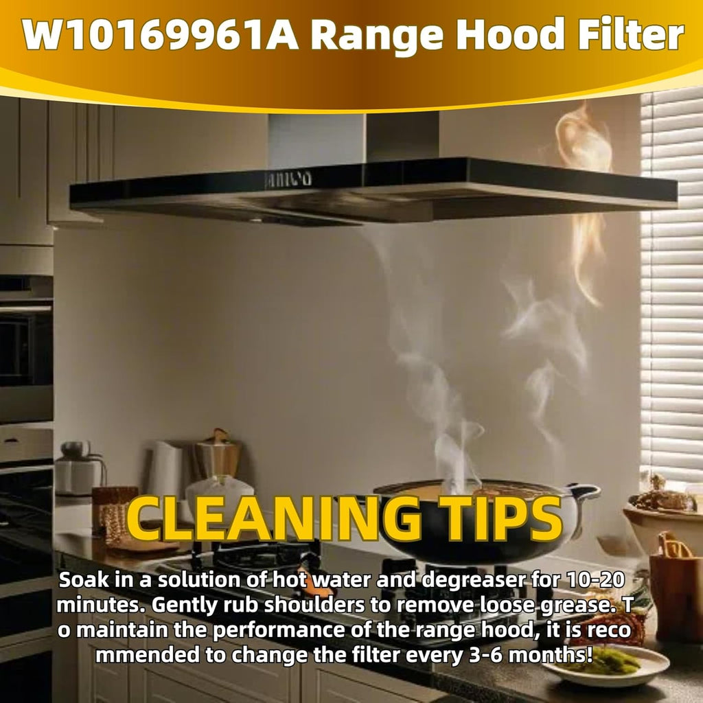 W10169961A 5 Layer Aluminum Mesh Range Hood Filter Replacement 12" x 10.5" for Whirlpool Vent Hood Filter Oven Overhead Exhaust Fan 2 pack