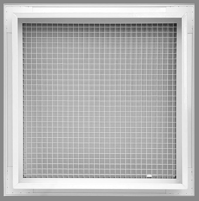 HVAC Premium 14'' x 32'' Cube Core Eggcrate Return Air Filter Grille for 1'' Filter - Aluminum - White [Outer Dimensions: 16.5'' x 34.5]