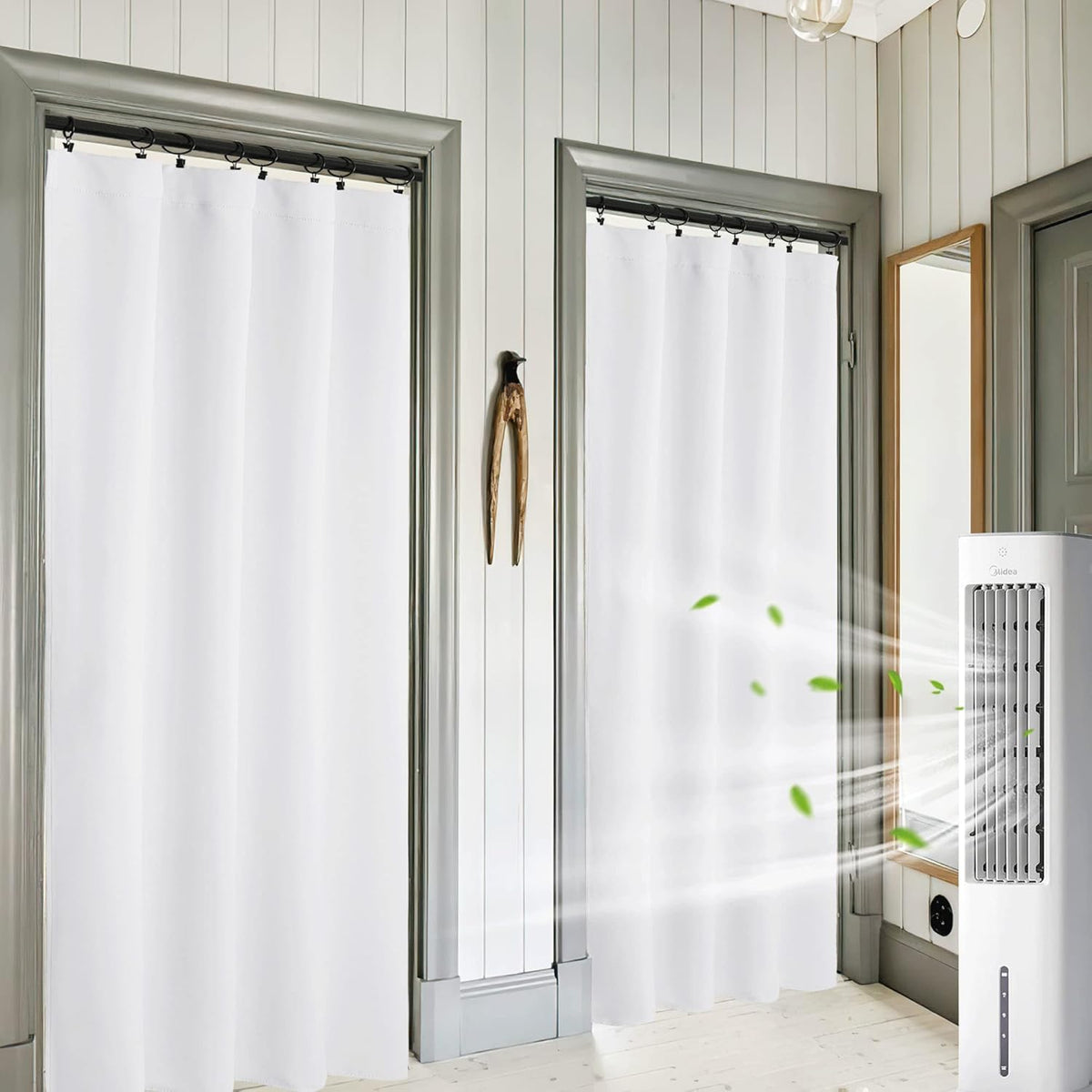 RYB HOME White Curtains for Bedroom - Privacy Window Curtains Sunlight & UV Shades 50% Room Darkening for Bedroom Bath Office Living Room, W 42 x L 84 inch, Pure White, 1 Pair