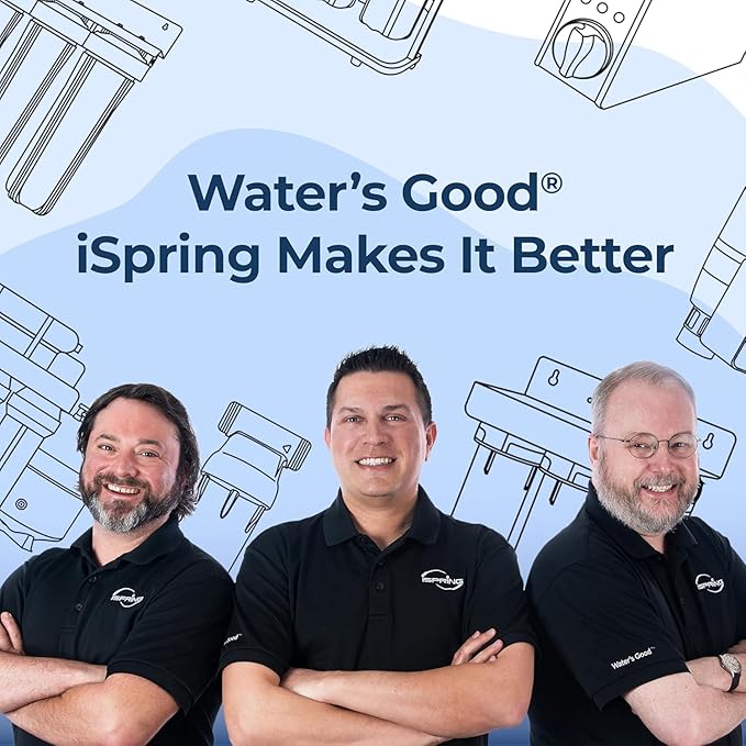 iSpring WGB21B-KS+AHPF12MNPT16X2 2-Stage Whole House Water Filtration System w/ 3/4'' Push-Fit Braided Stainless Steel Hose Connectors, Removes Chlorine, Lead, Odor and More, 1" Inlet/Outlet Ports