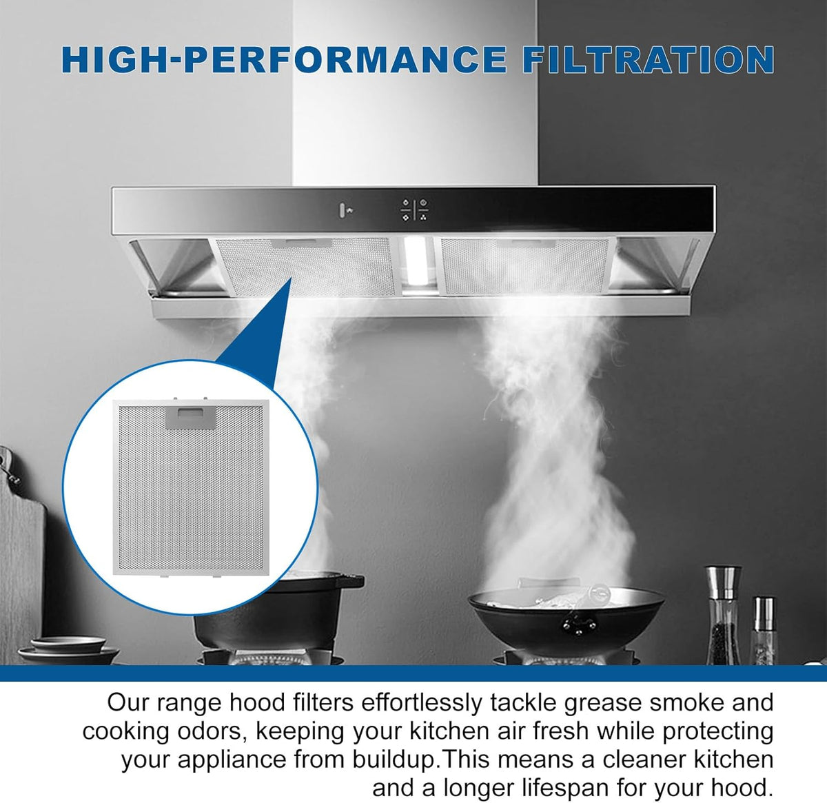 2-Pack W10169961A Range Hood Filter 10.5" X 12" With 5-Layer Aluminum Mesh Fit for Whirlpool, Kitchen Aid, Jenn-Air Range Hoods by ENKTIK (3)