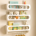 Bamboo Nursery Book Shelves, Fully Assembled For Easy Use - Set of 3 Floating Shelves for Wall Kids, Wall Mounted Book Shelves For Kids Room, Baby Room, Toddler Room, Nursery Decor, 16.5 Inch White