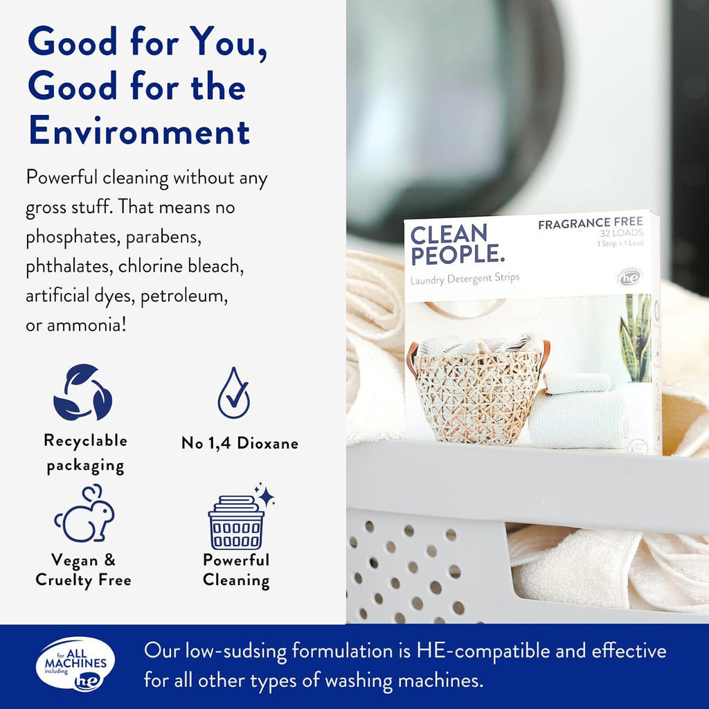 The Clean People Laundry Detergent Sheets - Laundry Soap - Ultra Concentrated, Recyclable Packaging, Stain Fighting - Fresh Scent, 192 Pack