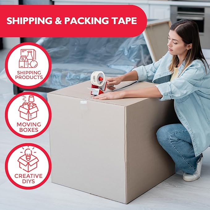 Master Lock Heavy Duty Packing Tape, 2 in x 55 yd, 2.7 Mil Thick Strong Shipping Tape, 6 Clear Tape Rolls