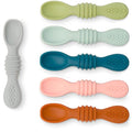 Simka Rose Silicone Baby Spoons Self Feeding (6 Pack)- First Stage Infant Spoons for Babies & Toddlers- Baby Led Weaning Shallow Spoons- Easy on Gums- 6 Months+ -Dishwasher Microwave Safe