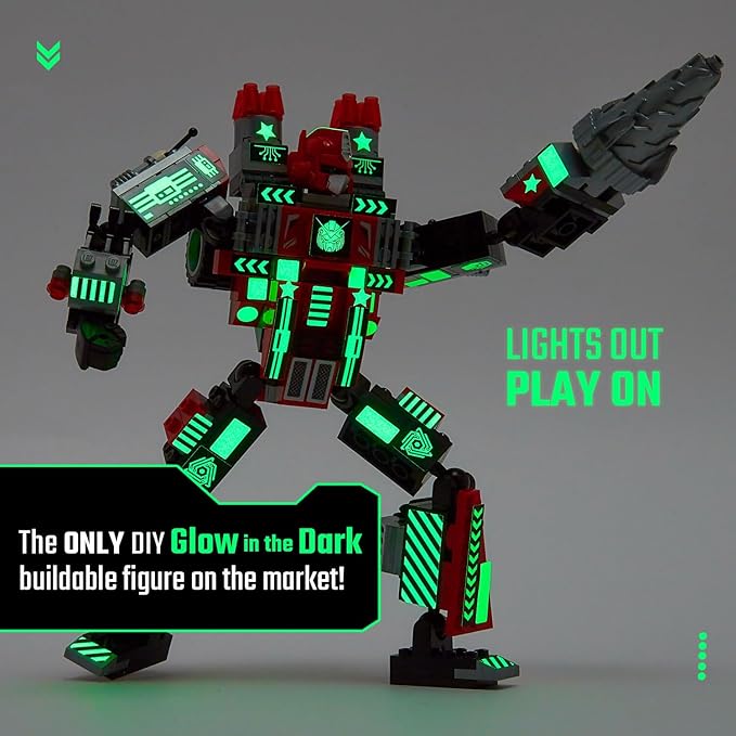 JITTERYGIT Mech Building Robot Glow in The Dark Action Figure Toy Set, Cool Space Super Hero Christmas Birthday Gift, Best Xmas Holiday Present Bricks for Boys, Girls, Teen 6 7 8 9 10 Year Old