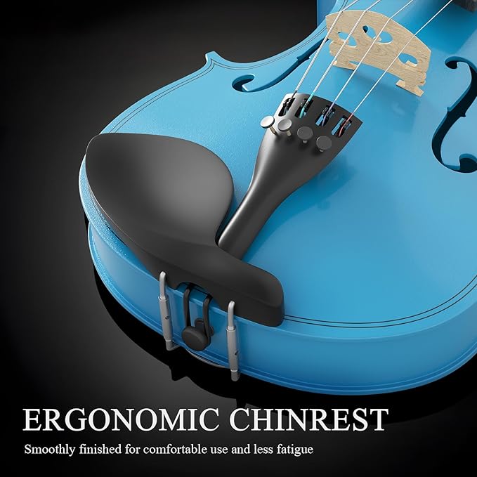 4/4 Beginner Violin Kit for Adults, Complete Full Size Violin Set with Portable Case, Bow, Rosin, Sky Blue