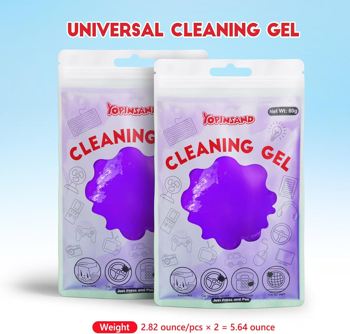 Car Cleaning Gel, 2 Pack Car Cleaning Putty, Universal Auto Deatiling Tools, Reusable Interior Cleaner for Car Keyboard Air Vent, Car Slime Cleaner Dust Cleaning Gel