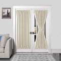 DWCN French Door Curtains – Rod Pocket Thermal Blackout Curtain for Doors with Glass Window, Kitchen and Patio Doors for Privacy, 54 X 72 Inches Long, 1 Curtain Panel with Tieback, Light Beige