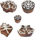 Royal Kraft Christmas Wooden Printing Stamps (Set of 5) - DIY Henna Fabric Textile Paper Clay Pottery Blocks Htag2216
