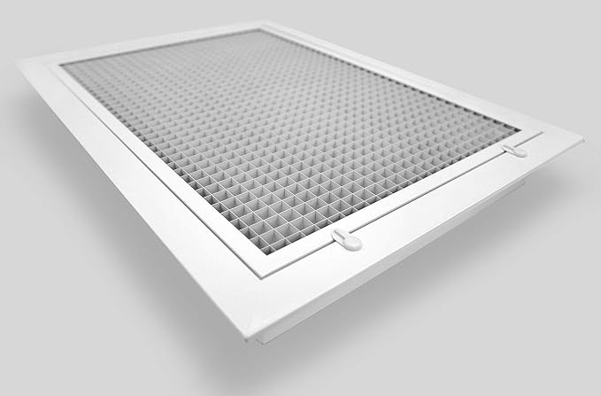 HVAC Premium 14" x 25" Cube Core Eggcrate Return Air Filter Grille for 1" Filter - Aluminum - White [Outer Dimensions: 16.5" x 27.5"]