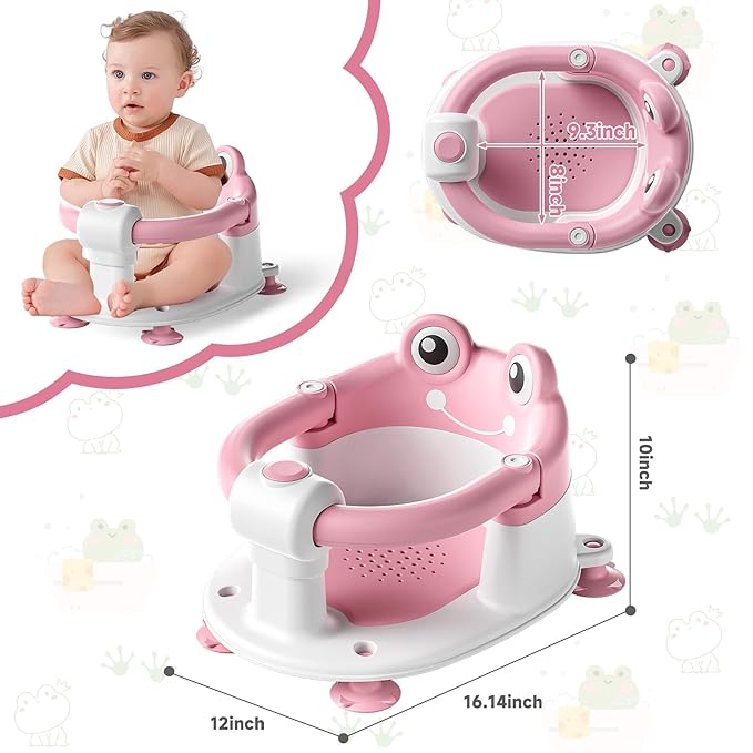 Baby Bath Seat for Babies 6 Months & up Non-Slip Toddler Bath Seats for Sitting Up Infant Bathtub Chair with Suction Cups and Soft Cushion for Baby Shower Tub Seat