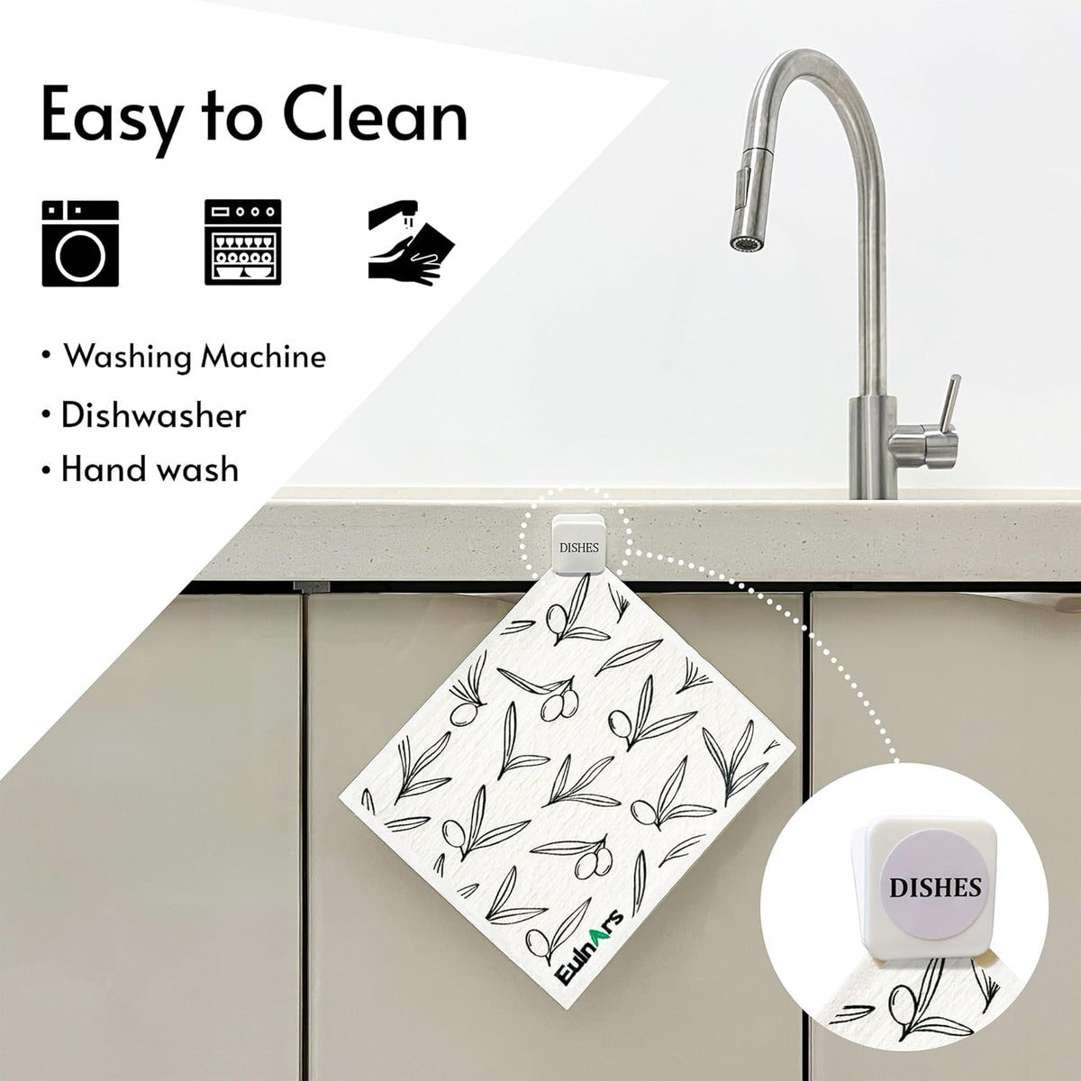 Swedish Dishcloths for Kitchen, 8 Pack Flower Reusable Paper Towels Washable, Non-Scratch Swedish Kitchen Towels, Super Absorbent Cellulose Dish Cloths, Eco Friendly