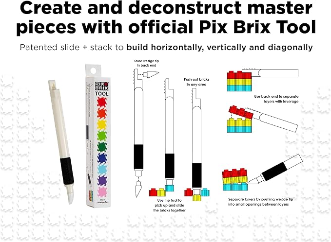 Pix Brix Pixel Art kit Puzzle Bricks - 3,000 Piece Pixel Art Container, 12 Color Medium Palette - Interlocking Building Bricks, Create 2D and 3D Builds Without Water or Glue - Stem Toys, Ages 6 Plus