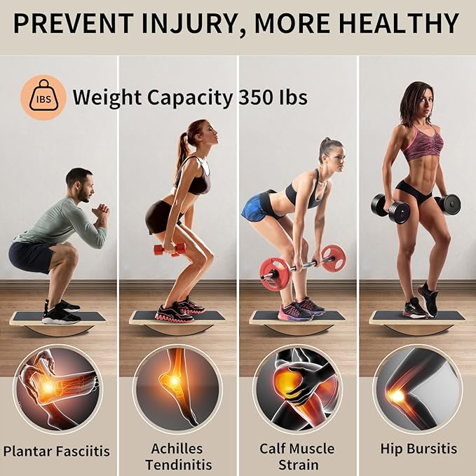 Balance Board Professional Wobble Board for Adults Anti-Slip 350LBS Balance Boards for Physical Therapy Standing Desk Core Strength Wooden Balance Board Rocker Board