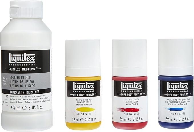 Liquitex Professional Iridescent Pouring Medium Set, Includes 3 x 2-oz Soft Body Acrylic Paint Bottles
