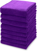 kimteny 13x28 Inches Kitchen Cloth Dish Towels, 400 GSM Premium Dishcloths, Super Absorbent Coral Velvet Microfiber Cleaning Cloths, Fast Drying Rags for Washing Dishes (8 Pack, Purple)