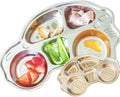 Stainless Steel Plates for Kids, Toddler Plate, Non Toxic Baby Dinnerware, BPA-Free Feeding Tray, Durable, Easy to Clean, Compatible with Dishwasher, Freezer, Microwave