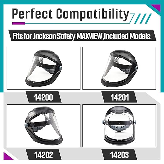 4 Pcs Face Shield Replacement Window Compatible with Jackson Safety Premium Face Shield Mask, Protective Lens for Grinding and Welding, Durable and Scratch-Resistant, Clear Tint, Uncoated