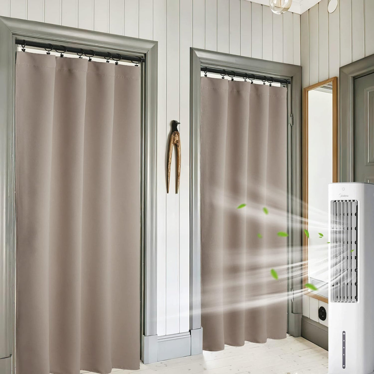 RYB HOME Room Darkening Curtains for Bedroom, Thermal Insulated Noise Reducing Window Drapes Farmhouse Decor for Living Room Kitchen, W42 x L84 inch, 2 Panels, Sand