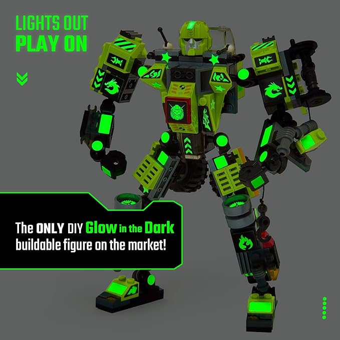 JITTERYGIT Mech Buildable Robot Glow in The Dark STEM Action Figure Toy Set, Cool Space Super Hero Christmas Birthday Gift, Xmas 3 in 1 Present DIY for Boys, Girls, Teen 6 7 8 9 10 Year Olds