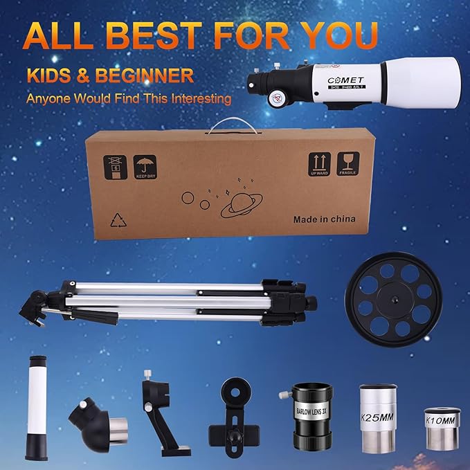 PISEZ 70400 Telescope for Adults & Beginner,70mm Aperture 400mm AZ Mount Astronomical Refracting Telescope for Kids Beginnerswith Carry Bag, Phone Adapter