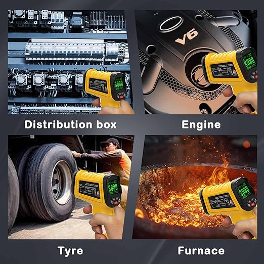 Infrared Thermometer High Temperature Gun -58℉~2732℉, 50:1 Distance Ratio, Digital Laser IR Temp Gun for Cooking, Pizza Oven, Engine, Kilns, Forges, Industry, and Home Repair.