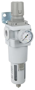 PneumaticPlus SAW600-N06BG Compressed Air Filter Regulator Piggyback Combo 3/4" NPT - Poly Bowl, Manual Drain, Bracket, Gauge