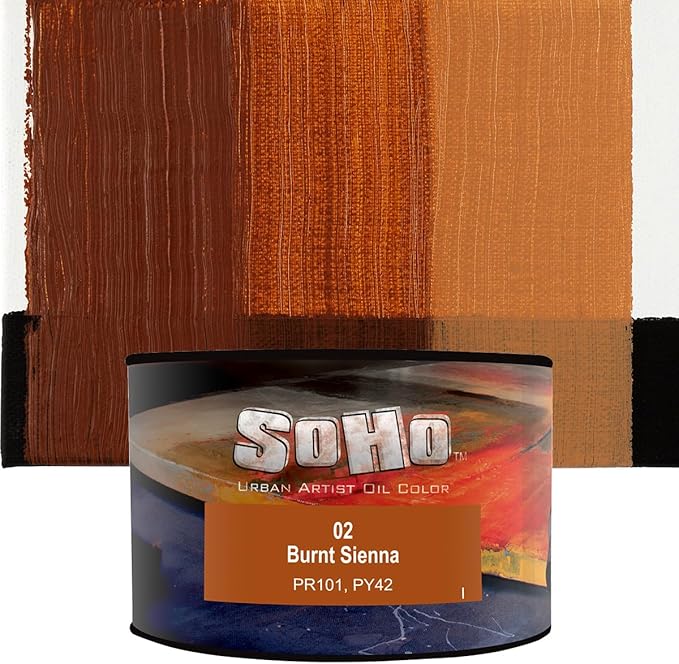 Soho Urban Artist Oil Paint - Burnt Sienna, 430 ml Can - Best Valued Oil Colors for Painting, Excellent Pigment Load