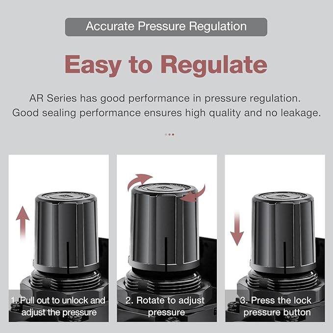 SNS Air Compressor Pressure Regulator With Bracket and Gauge Female Thread 1/4 NPT 0-150 PSI Adjustable AR2000-N02